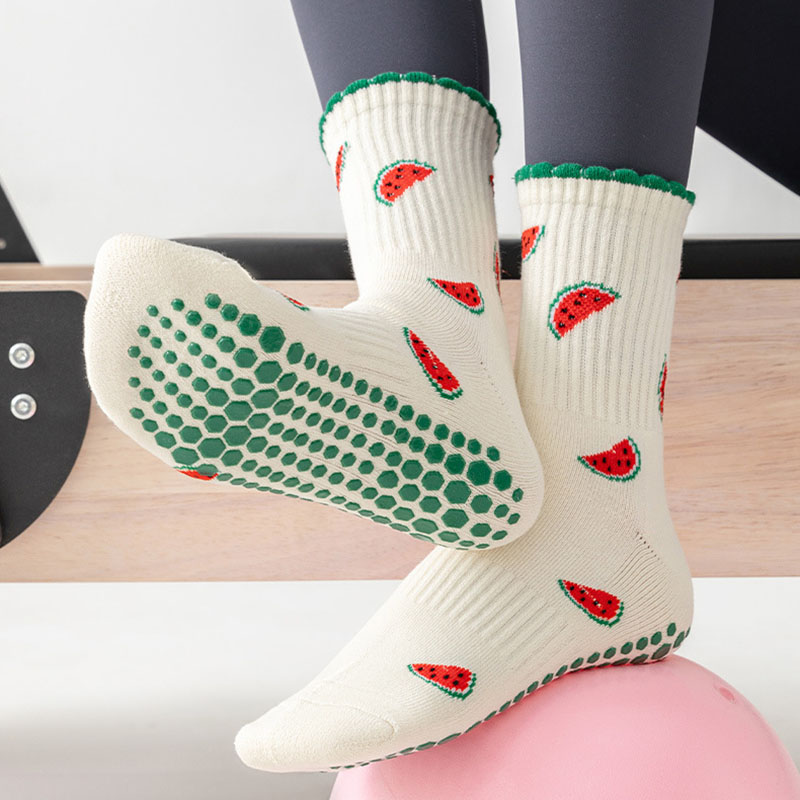 요가 양말, 여성용, 면 소재, 과일 무늬, 실리콘 미 - Medias Para Pilates Y Yoga 리뷰 및 가격